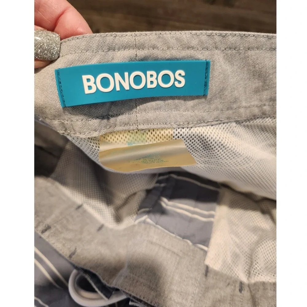 Bonobos Swim Trunks Men's XL (35) Shorts Gray Striped‎ Flat front